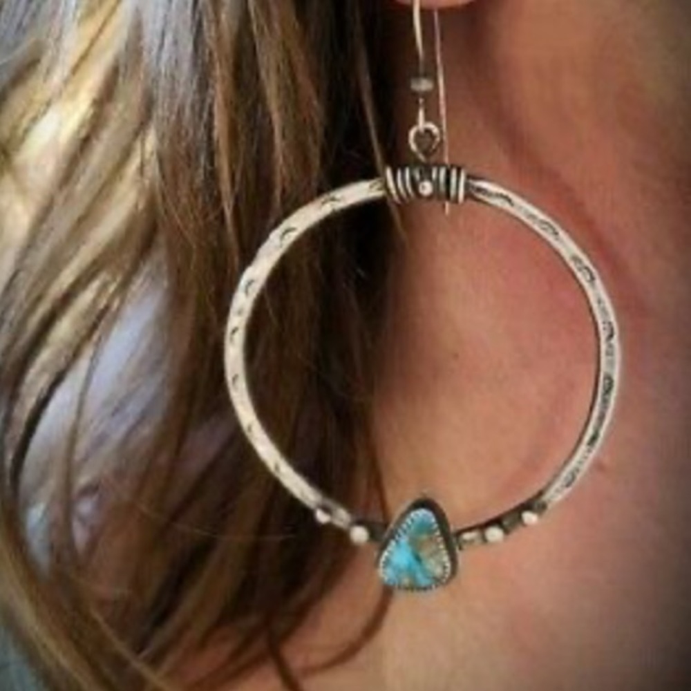 NEW Sterling silver Unique Hoop Earrings - Picture 3 of 5